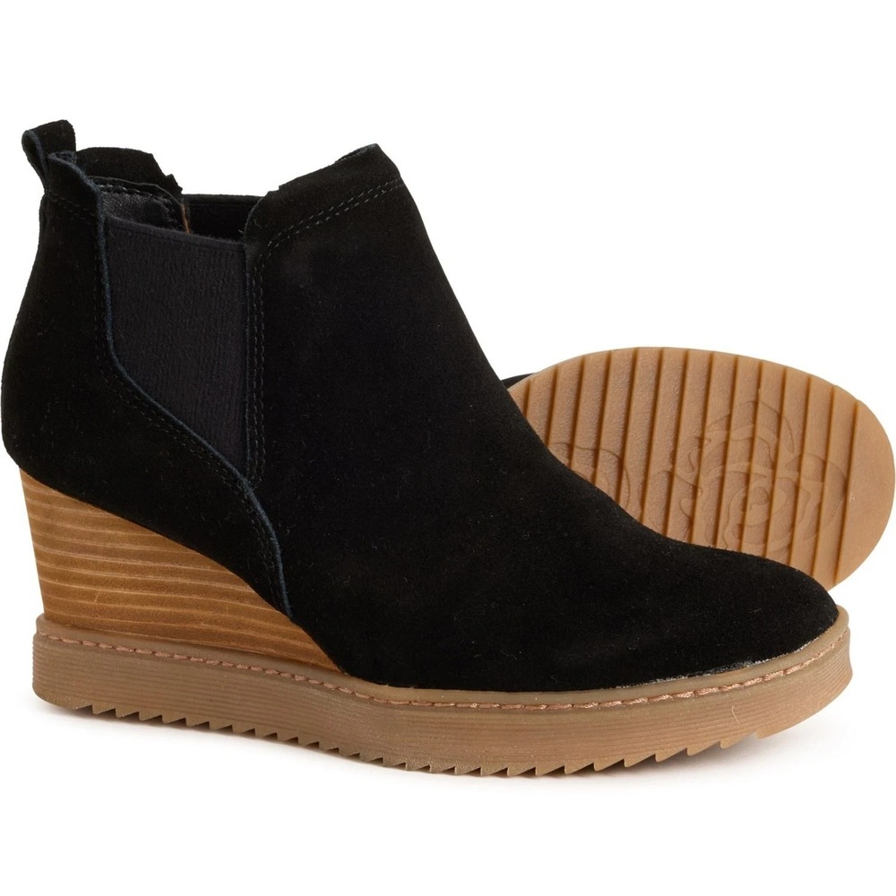 Sofft Samaya Wedge Booties Women Sz 9M Suede Black Pull On Ankle